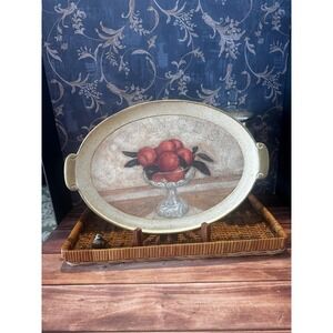 Vintage Made in Italy Oval Oranges Still Life Decorative Tray Wall Art 12.5"
